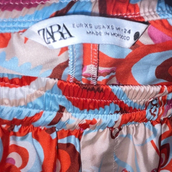 Zara Multicolored Flowy Patchwork Pants Trouser Size XS Boho Floral Lagenlook - Picture 3 of 5
